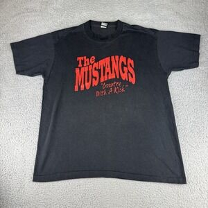 The Mustangs‎ Country Music Single Stitch T Shirt Mens Xl Black Screen Stars